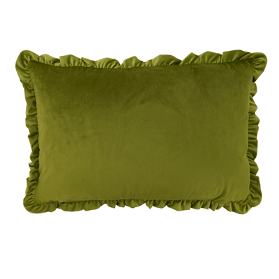 Velvet Ruffle Kiwi Down Pillow
