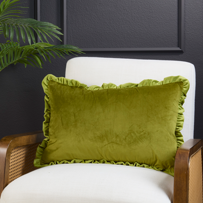 Velvet Ruffle Kiwi Down Pillow