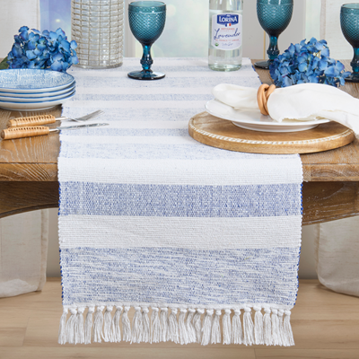 Navy Blue Striped Table Runner