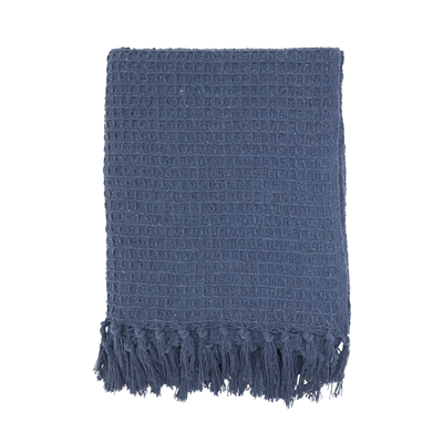 Waffle Weave Cotton Throw Blue