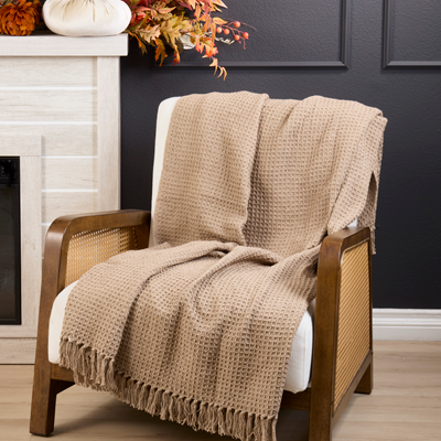 Waffle Weave Cotton Throw - Natural