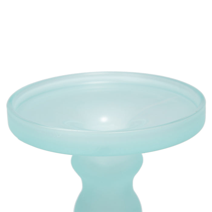 Frosted Blue Glass Candle Holder
