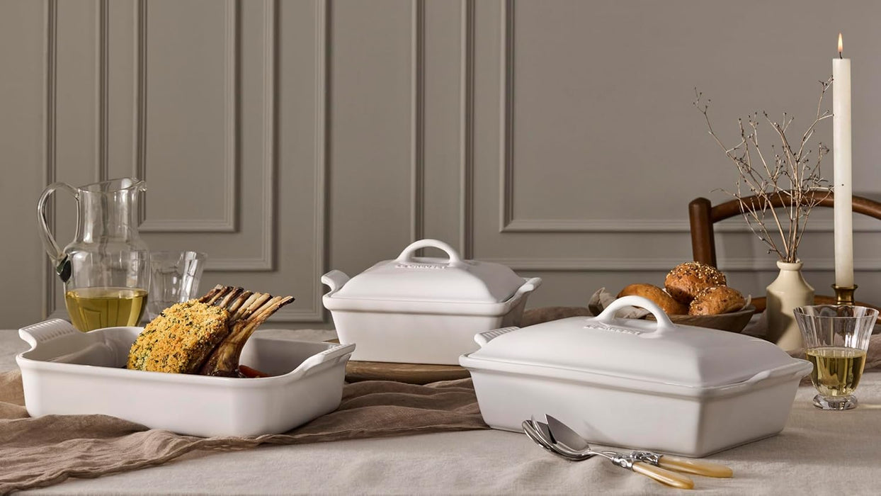 Rectangular Covered Casserole Dish - White