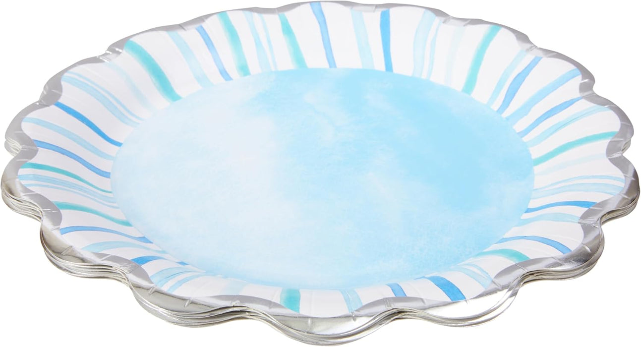8pk. Watercolor Coastal Disposable Dinner Plates
