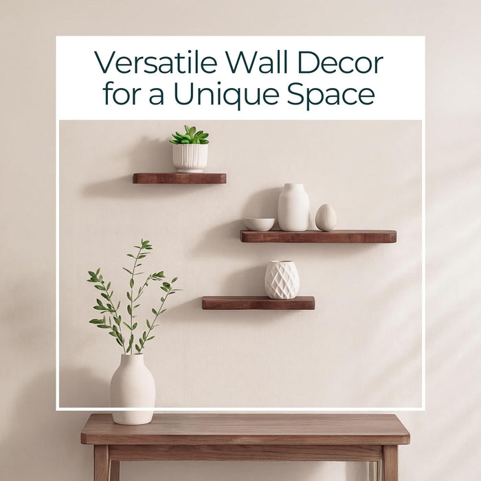 Set of 3 Mango Wood Floating Shelves