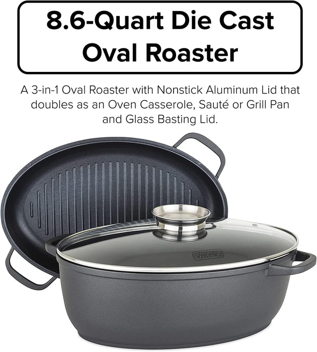 3-in-1 Viking Cast Nonstick Oval Roaster