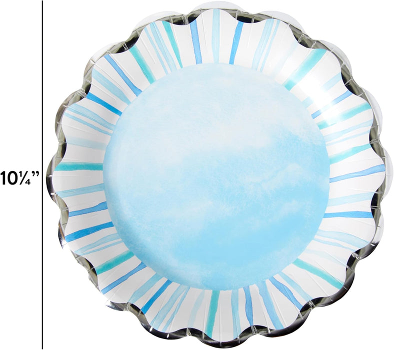 8pk. Watercolor Coastal Disposable Dinner Plates