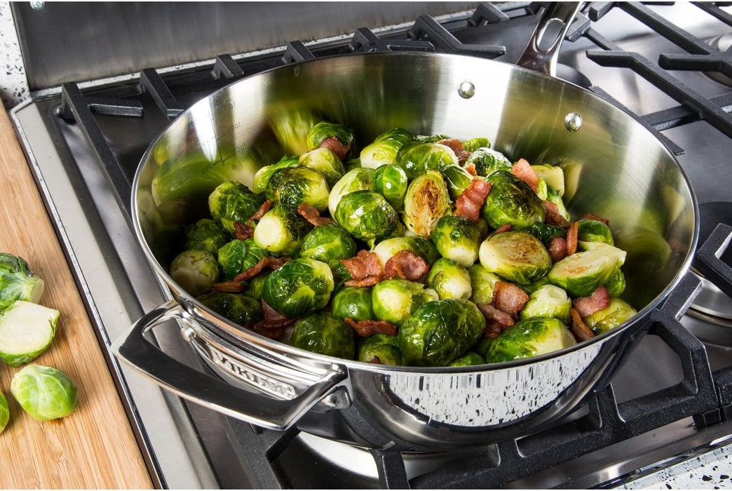 Contemporary 3-Ply Mirror Stainless Steel 4.8Qt. Saute Pan
