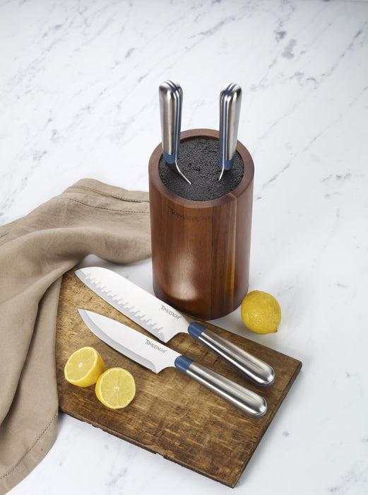 Keen 5 Piece Acacia Bristle Knife Block Set