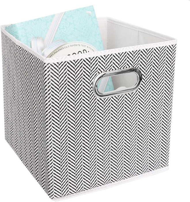 Home Basics Collapsible Storage Bin - Herringbone Weave