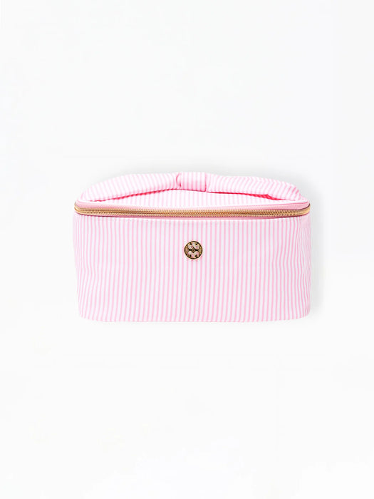 Kiss & Makeup Pink Stripe Makeup Bag