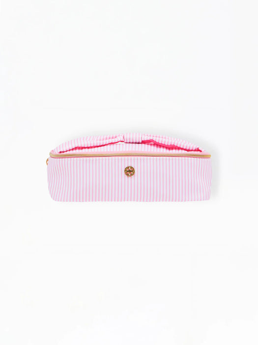 Kiss & Makeup Mini Pink Stripe Makeup Bag