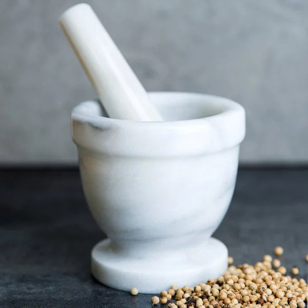Thunder Group White Marble Mortar and Pestle Set