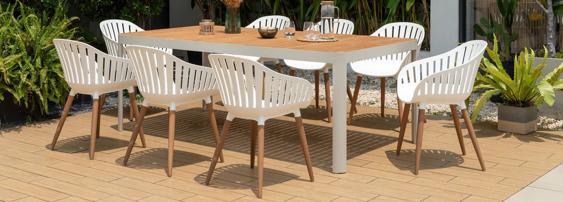Cannes White Dining Chair w/Brown Legs