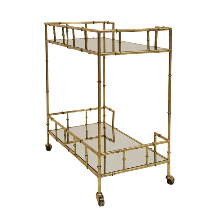 2-Tier Gold Metal Bar Cart