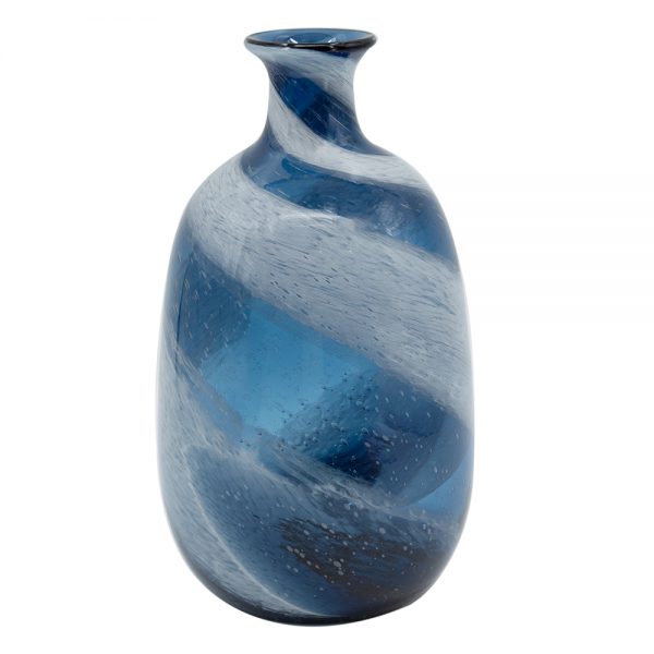 Blue & White Swirling Glass Vase