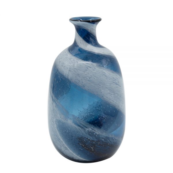 Blue & White Swirling Glass Vase