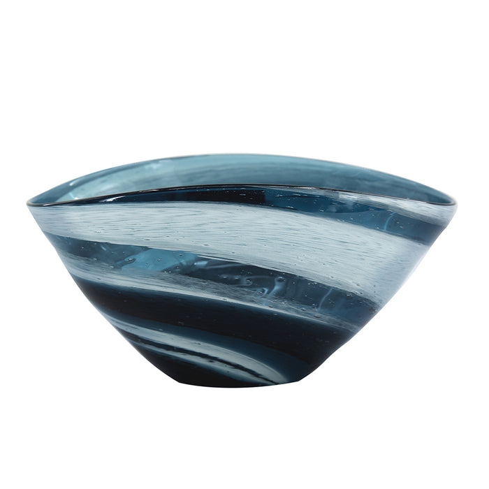 Blue & White Swirling Glass Bowl