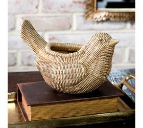 Polyresin Weave Bird Pot