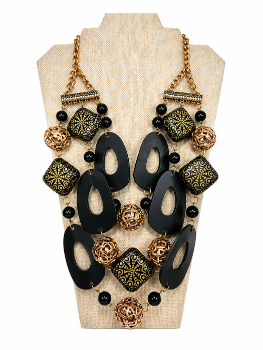 Black and Gold Layered Necklace