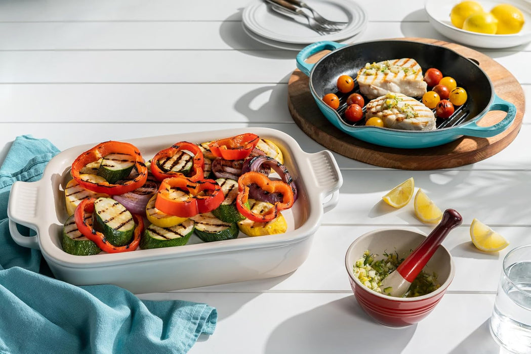 Shallow Rectangular Dish w/Platter Lid - White