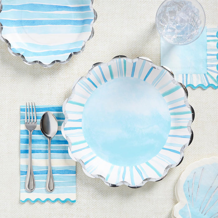 8pk. Watercolor Coastal Disposable Dinner Plates