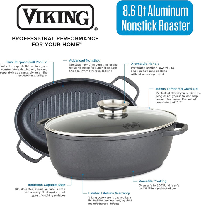 3-in-1 Viking Cast Nonstick Oval Roaster