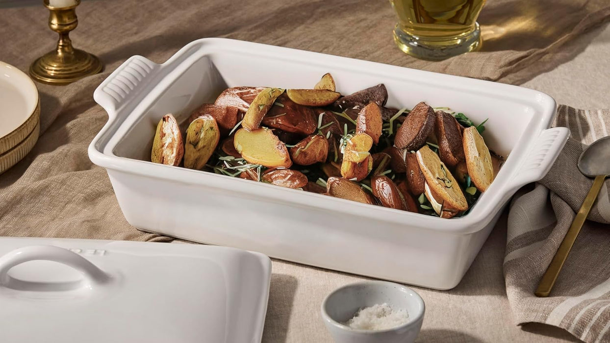 Rectangular Covered Casserole Dish - White