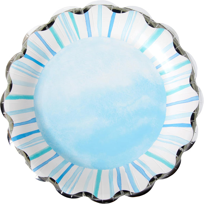 8pk. Watercolor Coastal Disposable Dinner Plates