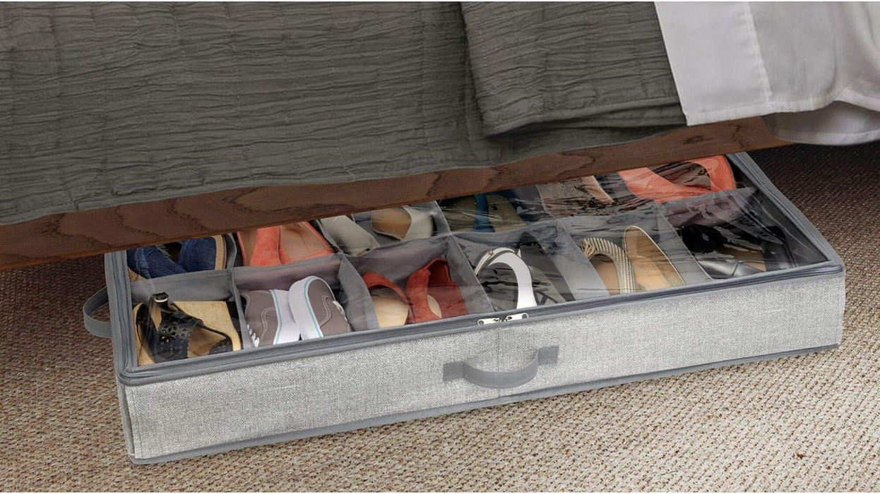 InterDesign Aldo Fabric Under Bed Shoe Organizer Box