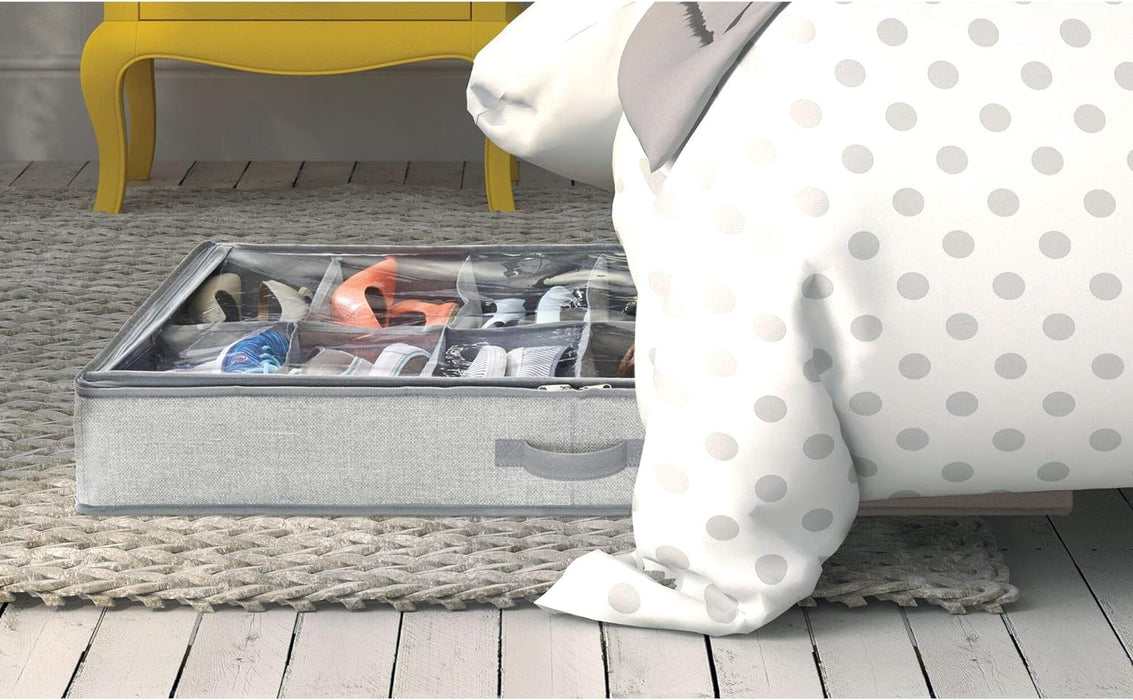 InterDesign Aldo Fabric Under Bed Shoe Organizer Box