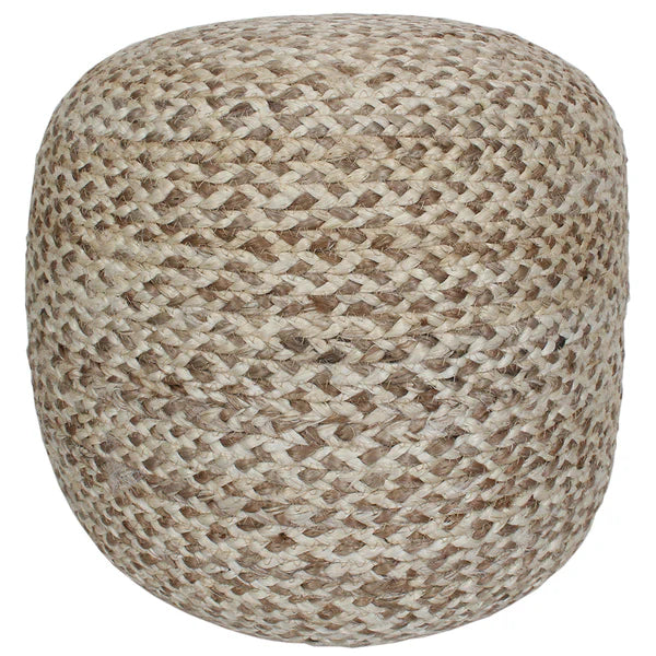 White/Natural Jute Pouf