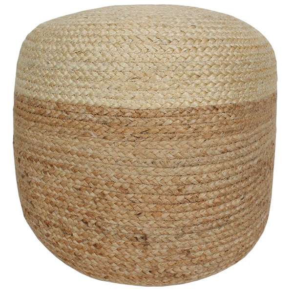 Jute Natural/ White Pouf