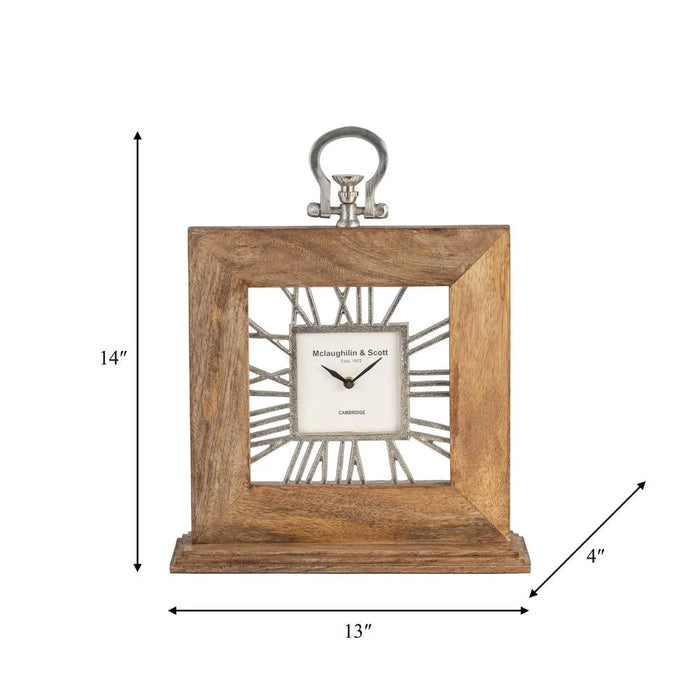 Mango Wood Table Clock - Natural