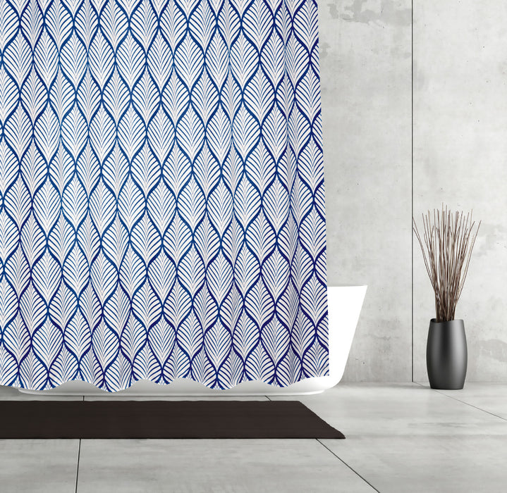 Deco Navy Leaf Shower Curtain
