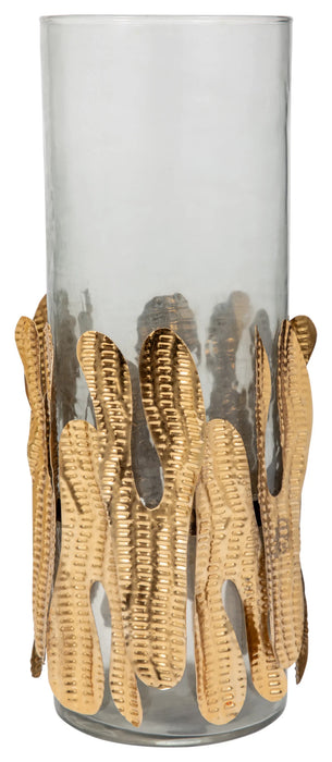 Glass Candleholder w/Metal Detail
