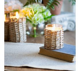 LED Glass & Wicker Candle