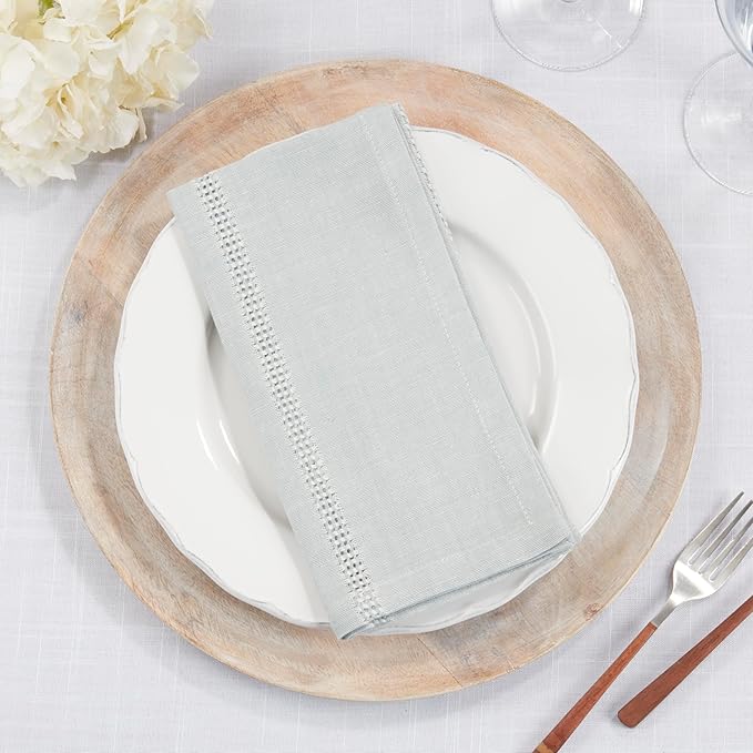 Leno Stripe Blue Grey Napkins
