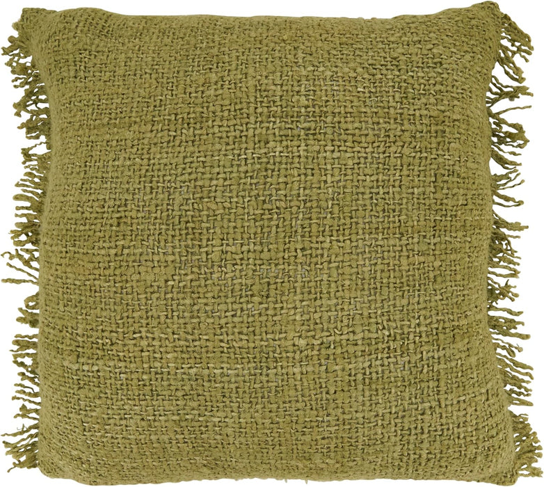 Fringe Olive Poly Filled Pillow