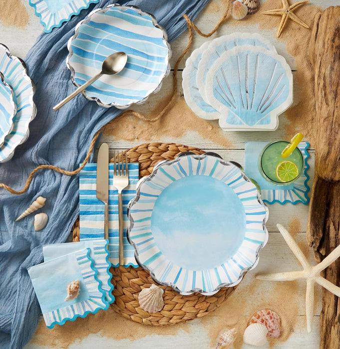 8pk. Watercolor Coastal Disposable Dinner Plates