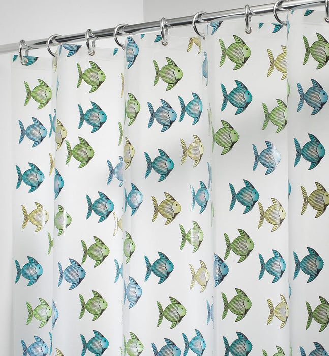 InterDesign Blue / Green Fish Shower Curtain