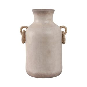 Vase with Rattan Handles- Antique White