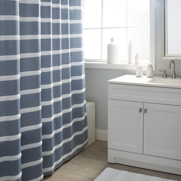 Lyndale Striped Fringe Shower Curtain