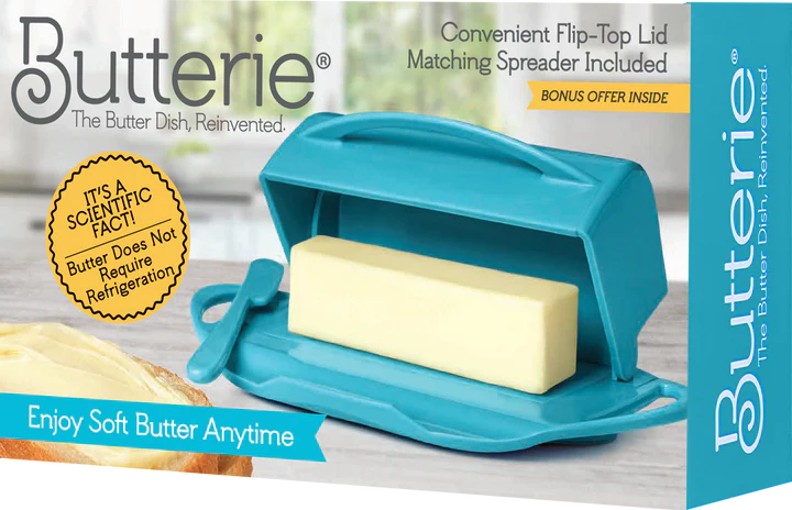 Flip-Top Butter Dish - Aqua