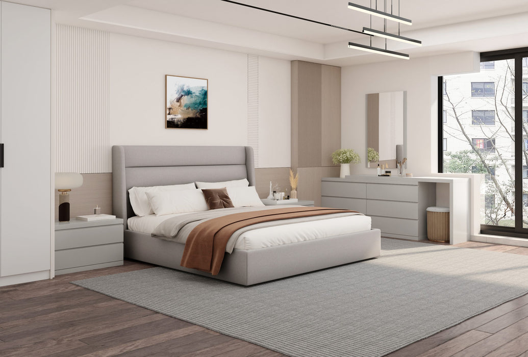 Tokyo Upholstered King Bed - Light Grey