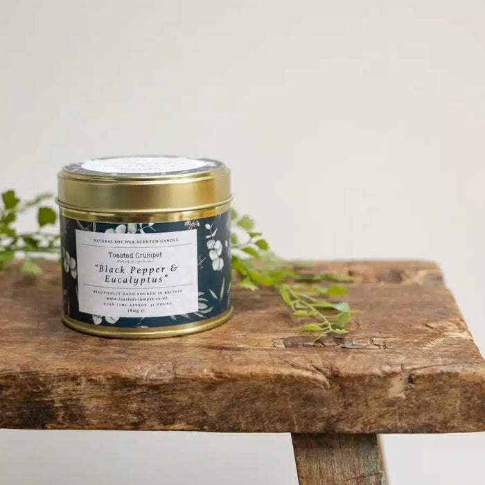 Black Pepper & Eucalyptus Candle In a Matt Gold Tin