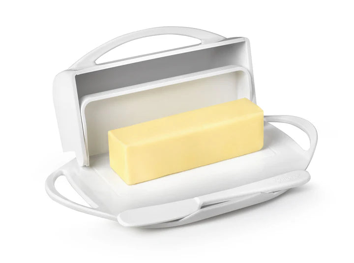 Flip-Top Butter Dish - White