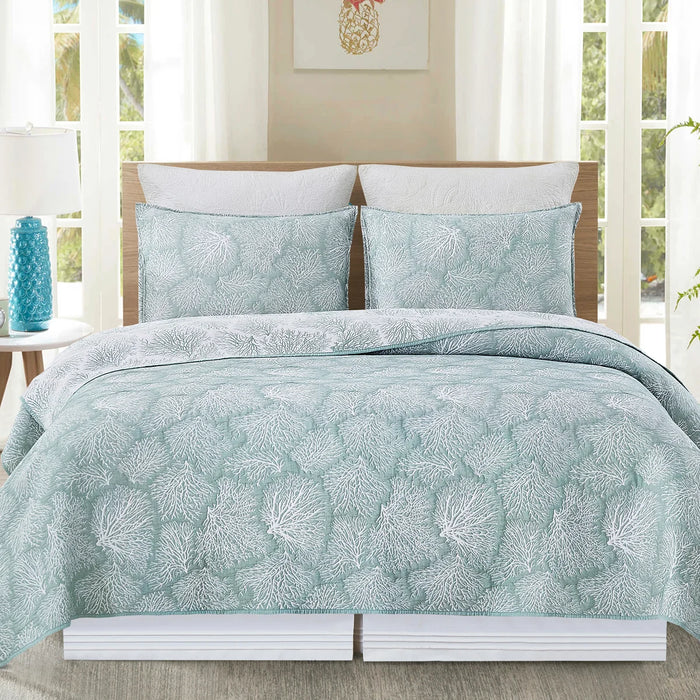 Seafoam Coral Full/Queen Coverlet Set