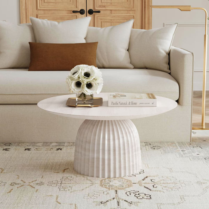 Clara Scalloped Coffee Table - White