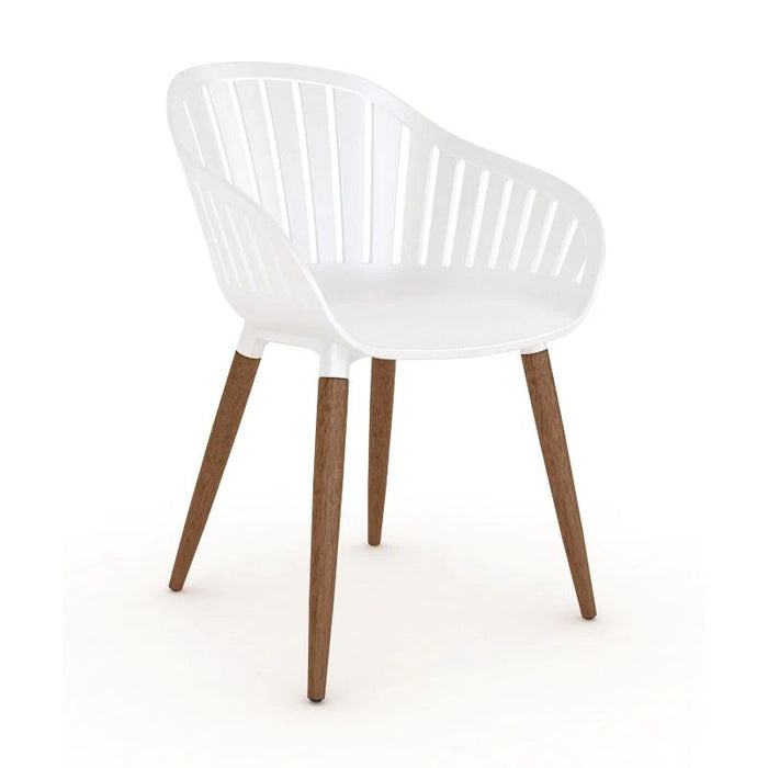 Cannes White Dining Chair w/Brown Legs